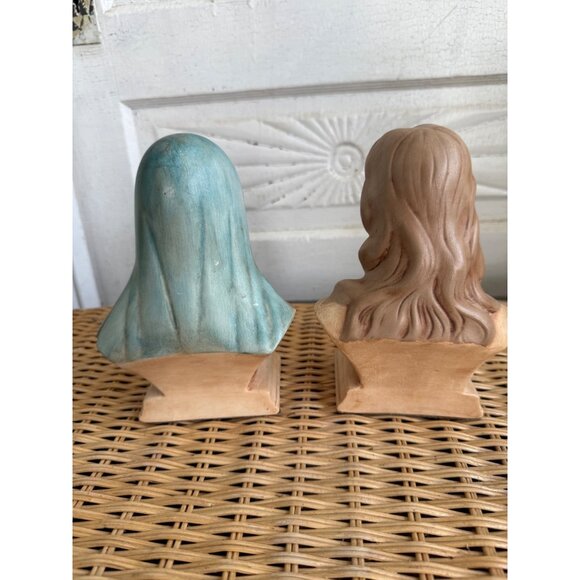 Vintage 60's Ceramic Busts Statues Jesus And Mary Religious Decor - Picture 10 of 10